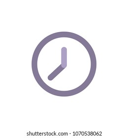 purple clock. Flat line icon isolated on white. Time pictogram. 