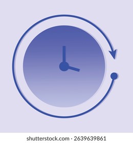 purple clock icon in flat design style, red analogue wall clock vector illustration, simple clock clip art image