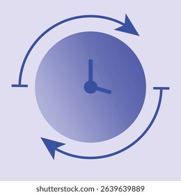 purple clock icon in flat design style, red analogue wall clock vector illustration, simple clock clip art image