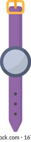 Purple clock, illustration, vector on white background.