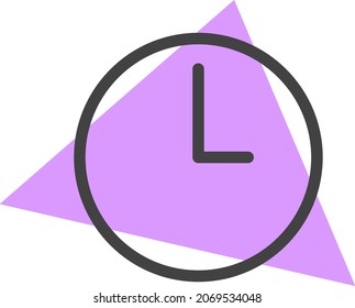 Reloj púrpura, ilustración, vector, sobre fondo blanco.