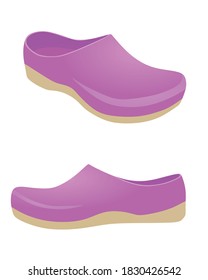 Purple  clogs shoes. vector illustration