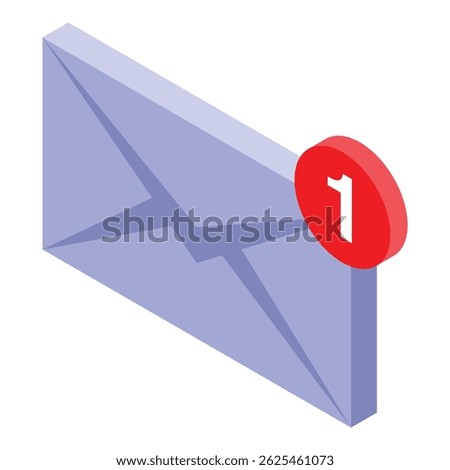 Purple closed envelope with red notification icon showing one new unread message