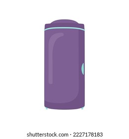 Purple closed tanning cabin cartoon illustration. Cosmetic procedure in spa salon, vertical sunbathing machine or cabin. Solarium, wellness, recreation, care, relaxation concept