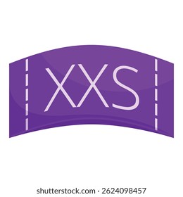 Purple clothing size label showing xxs size for use by textile and fashion industry