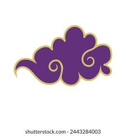 purple cloud with golden outline vector illustration