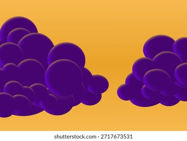 Design de ilustração em nuvem roxa. Texturas rugosas com céus amarelos.