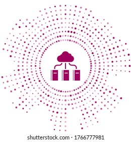 Purple Cloud or online library icon isolated on white background. Internet education or distance training. Abstract circle random dots. Vector Illustration