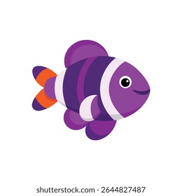 purple clown fish on white background
