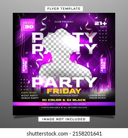 Purple club party flyer template