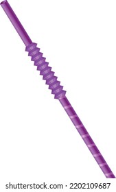 Purple Cocktail Straw. Realistic Plastic Disposable Mockup