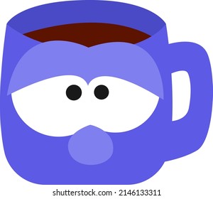 Purple coffee mug, illustration, vector on a white background.