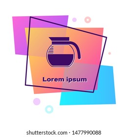 Purple Coffee pot icon isolated on white background. Color rectangle button. Vector Illustration