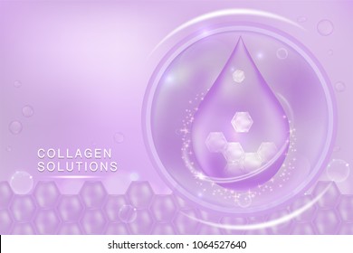 Purple collagen Serum drop, cosmetic advertising background ready to use, luxury skin care ad, illustration vector.