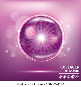 Purple collagen vitamin droplet banner vector illustration