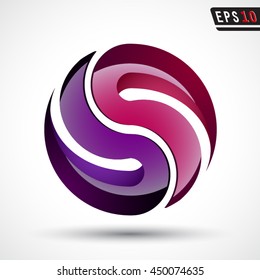 purple color 3d circle logo / vector illustration