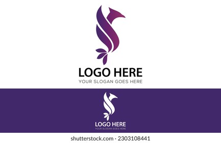 Purple Color Abstract Bird Logo Design