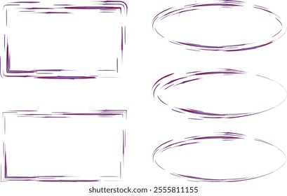 purple color abstract lines pattern frames set vector