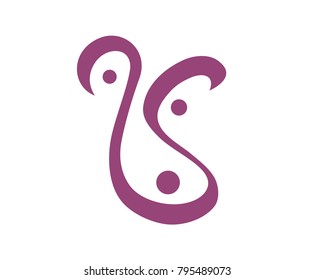 purple color abstract rope symbol strip elastic rubber logo design illustration