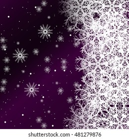 purple color background with snowflakes for Christmas cards. vector illustration. graphic arts and design. a series of images for the new year and Christmas
