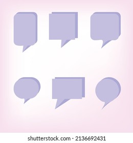 Purple Color Of Chat Bubble Pack Speech Bubble Callout Comic Speach In Square Round Shapes And Oval