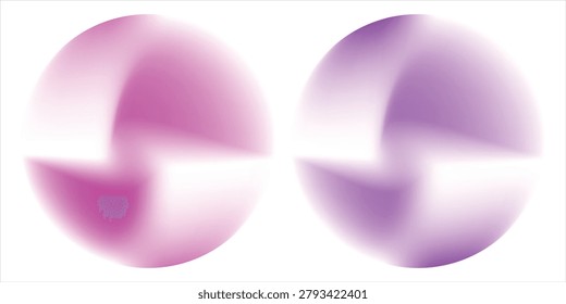 Purple color circle gradient noise gradation. Abstract violet pink colorful watercolor blur mesh shape on white background. Gradient aura, grain neon blob with noise effect vector illustration.