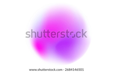 Purple color circle gradient noise gradation. Abstract violet pink colorful watercolor blur mesh shape on white background. Gradient aura, grain neon blob with noise effect vector illustration.