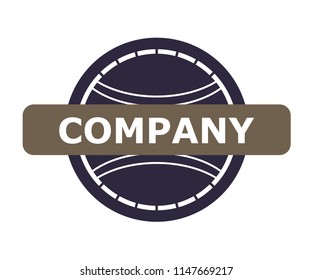 purple color circle world stamp logo design illustration template. vintage stamp style. shape like globe world map with orbital road.