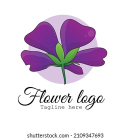 Purple color flower logo with dummy text on white background vector illustration for various service and product brand identity.