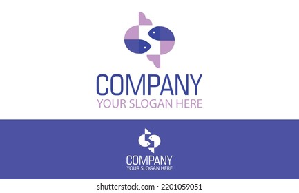 Purple Color Fresh Nature Fish Logo Design