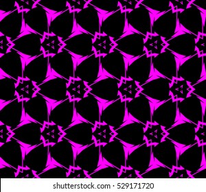 Purple color geometry seamless pattern. Abstract line, shape. Vector illustration. Black background. For design, interior, wallpaper