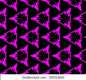 Purple color geometry seamless pattern. Abstract line, shape. Vector illustration. Black background. For design, interior, wallpaper