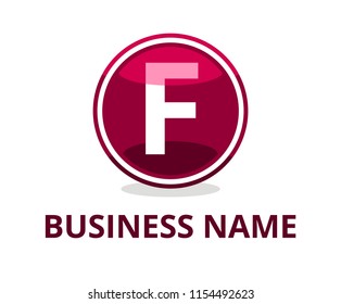 purple color glasses circle button web logo graphic design with modern clean style for any professional company with initial type letter f on it