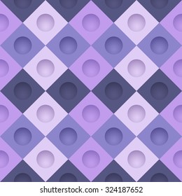 Purple color harmony simple squares with holes vector seamless pattern