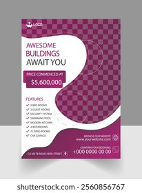 Purple color High-Quality Building Sale Real Estate Flyer