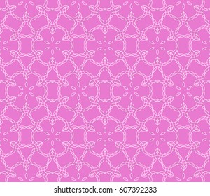 purple color illustration. Easy festive ornament from abstract flower in the style of geometric transformations. Vector. For registration backgrounds, greeting cards, design. Seamless pattern.