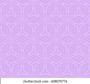 purple color illustration. Easy festive ornament from abstract flower in the style of geometric transformations. Vector. For registration backgrounds, greeting cards, design. Seamless pattern.