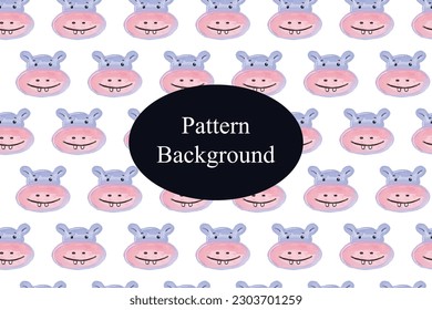 purple color and Kawaii watercolor hippo pattern design