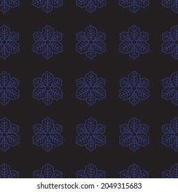 purple color leaf patterns on black background, romantic, authentic, vector, decorative, textile, fabric,  