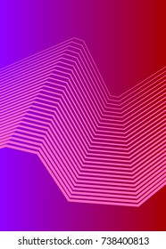 Purple color. Linear background. Design elements. Curved sharp corners many streak created using Blend Tool. Poligonal lines. Guilloche. Vector illustration EPS 10. Creative band art.