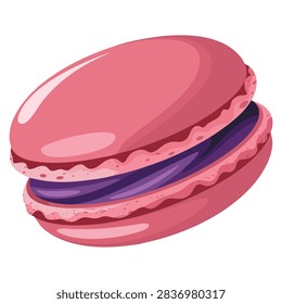 Purple color macaron alone vector illustration isolated on white background perfect for dessert bakery sweet snack or cafe themed creative design projects