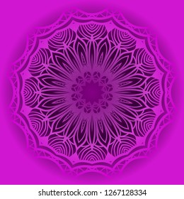 Purple color Mandala flower decoration. Vector floral ornament. Tribal ethnic fashion motif for paper, textile