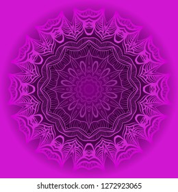 Purple color Mandala flower decoration. Vector floral ornament. Tribal ethnic fashion motif for paper, textile
