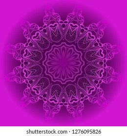 Purple color Mandala flower decoration. Vector floral ornament. Tribal ethnic fashion motif for paper, textile