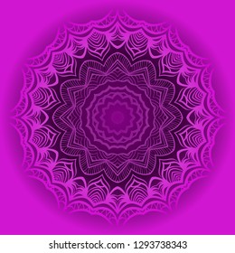 Purple color Mandala flower decoration. Vector floral ornament. Tribal ethnic fashion motif for paper, textile