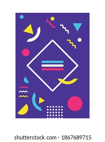 purple color memphis style background with diamond figure vector illustration design