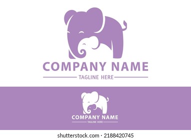 Purple Color Negative Elephant Logo Design