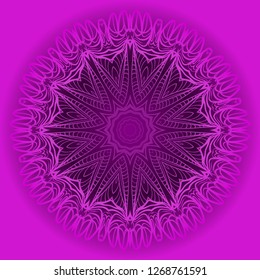 Purple color Ornamental arabic pattern with mandala. Vector illustration. Invitation, wedding card, national design. Tribal ethnic fashion design for paper, textile print.
