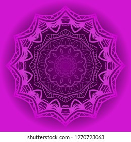 Purple color Ornamental arabic pattern with mandala. Vector illustration. Invitation, wedding card, national design. Tribal ethnic fashion design for paper, textile print.