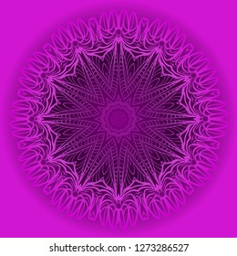 Purple color Ornamental arabic pattern with mandala. Vector illustration. Invitation, wedding card, national design. Tribal ethnic fashion design for paper, textile print.